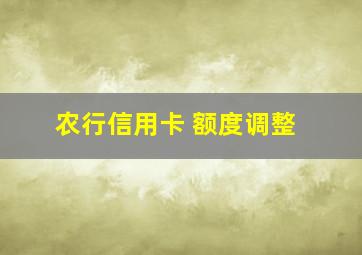 农行信用卡 额度调整